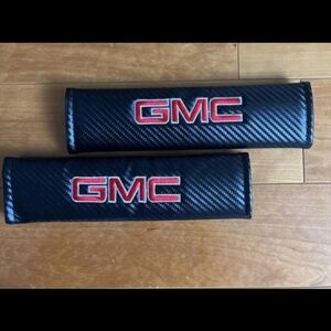 2 GMC carbon fiber Embroidered seat belt Strap pads Covers Universal Fit